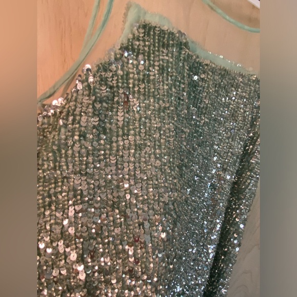 Renzo + Kai sequin mesh illusion tank size XS Mint Green - Picture 2 of 13
